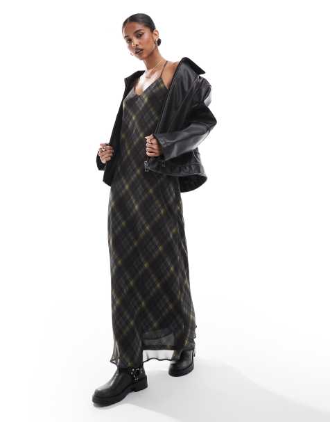 ASOS DESIGN - Maxikjole med stropper og tern i chiffon - view 1