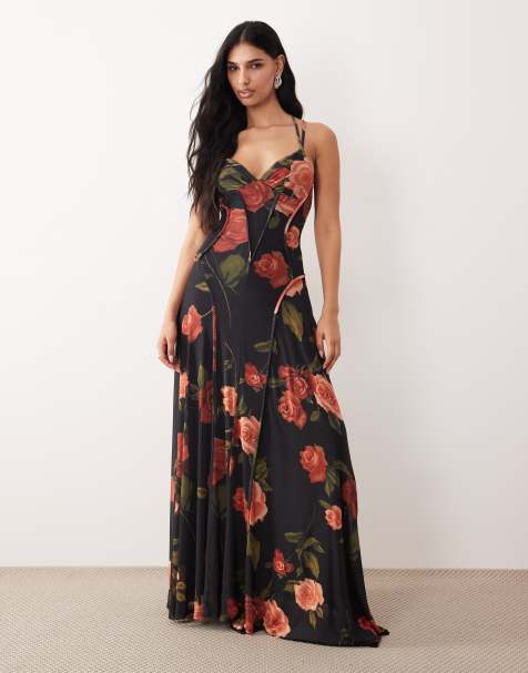 ASOS DESIGN - Maxikjole med synlige syninger og blomsterprint - view 1