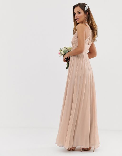 ASOS DESIGN – Maxiklänning med rynkat liv, omlott och drapering för brudtärna, 2 av 4