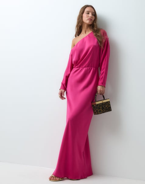 ASOS DESIGN maxiklänning med sänkt axelsöm i rosa - view 1
