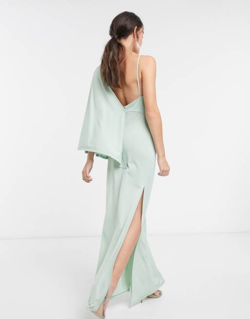 Asos Design Maxikleid Im Griechischen Stil Mit One Shoulder Trager In Salbeigrun Asos