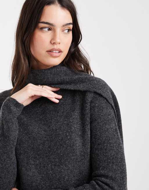 ASOS DESIGN – Maxikleid in Anthrazit mit Schaldetail, 2 von 4