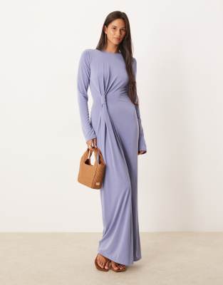 ASOS DESIGN - Maxikleid in Blau-Violett mit verdrehtem Zierknoten-Detail