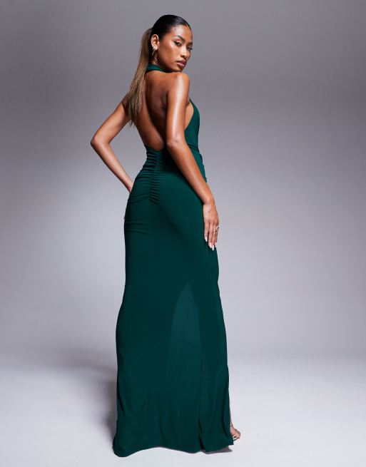 Asos green backless dress online