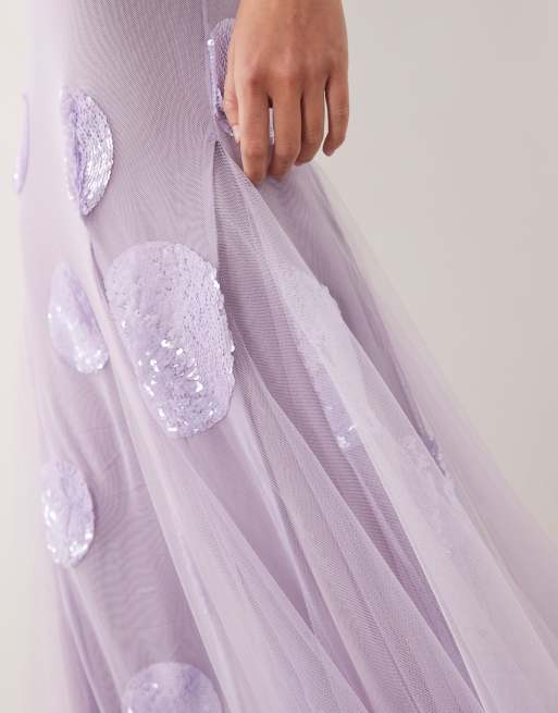 ASOS DESIGN – Maxikleid in Flieder mit punktförmiger Paillettenverzierung, 2 von 4
