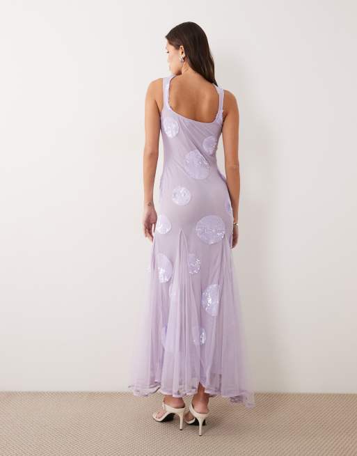 ASOS DESIGN – Maxikleid in Flieder mit punktförmiger Paillettenverzierung, 3 von 4