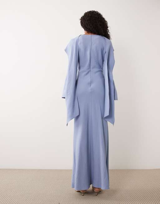 ASOS DESIGN – Maxikleid in Hellblau mit Cape-Schal-Detail, 3 von 4