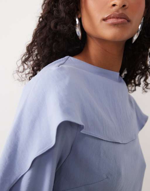 ASOS DESIGN – Maxikleid in Hellblau mit Cape-Schal-Detail, 4 von 4