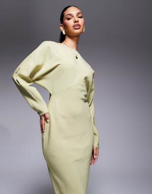 ASOS DESIGN - Maxikleid in hellem Salbeigrün mit Fledermausärmeln