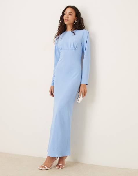 ASOS DESIGN – Maxikleid in leuchtendem Blau mit Schrägschnitt und Detail an der Brust - view 1