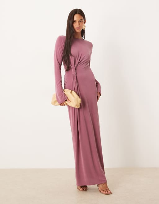 ASOS DESIGN – Maxikleid in Mauve mit verdrehtem Zierknoten-Detail