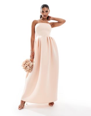 ASOS DESIGN - Maxikleid in Rosa mit abgerundetem Saum und Statement-Rock