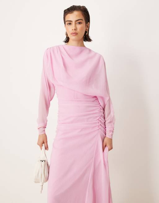 ASOS DESIGN – Maxikleid in Rosa mit gerafften Blouson-Detail, 2 von 4