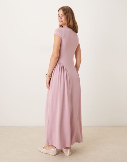 ASOS DESIGN – Maxikleid in Rosa mit Kappärmeln und Hüftschnitt, 4 von 4
