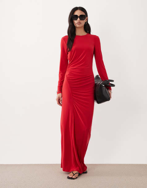 ASOS DESIGN – Maxikleid in Rot mit verdrehtem Detail - view 1
