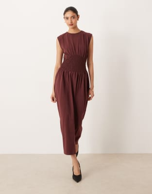 ASOS DESIGN - Maxikleid in Schokobraun mit Spitzeneinsatz-Brown