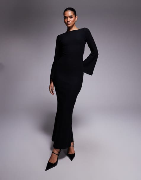 ASOS DESIGN – Maxikleid in Schwarz mit Rückenausschnitt und Bindedetail - view 1