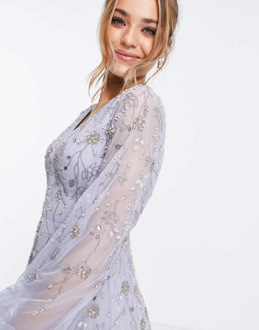 ASOS DESIGN – Maxikleid mit Blusonärmeln und filigraner Blumenverzierung , 3 von 4