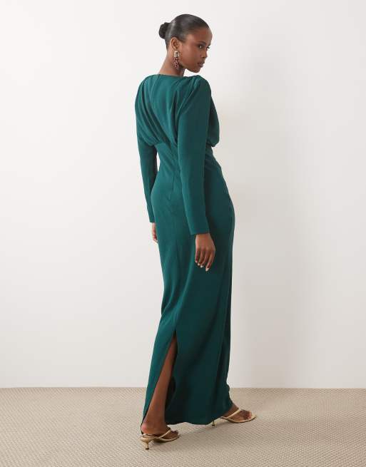 ASOS DESIGN Maxikleid mit Fledermausärmeln in Flaschengrün, 2 von 4