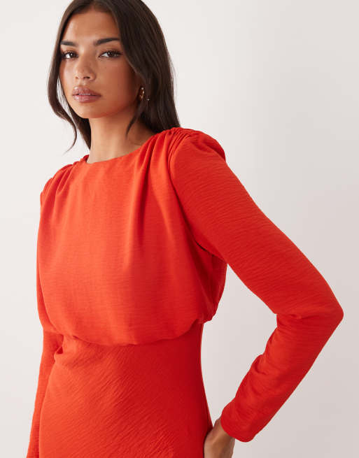 ASOS DESIGN Maxikleid mit Fledermausärmeln in Rostorange, 3 von 4