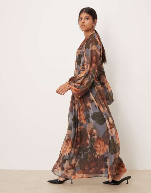 ASOS DESIGN – Maxikleid mit großflächigem Blumenmuster und Makramee-Taille, 4 von 4