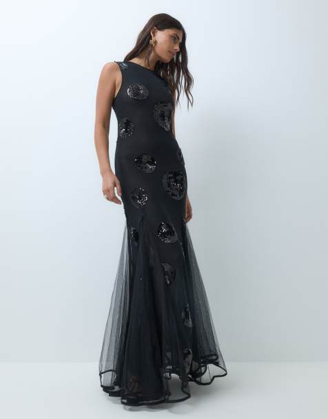 ASOS DESIGN Maxikleid mit Pailletten und Punkten in Schwarz - view 1