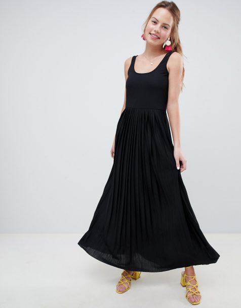 ASOS DESIGN – Maxikleid mit plissiertem Rockteil