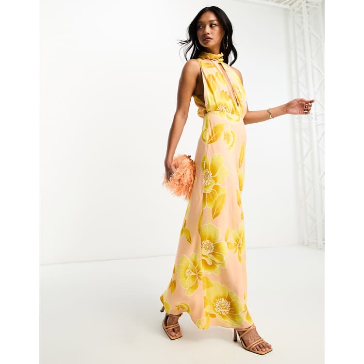 ASOS DESIGN – Maxikleid mit tiefem Ausschnitt, Neckholder-Träger  