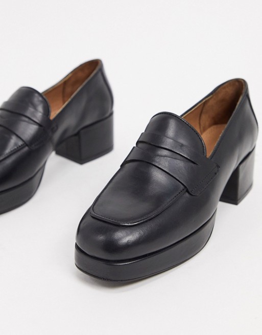 ASOS DESIGN Maximise premium leather platform loafers in black