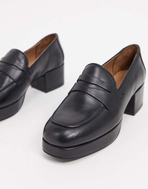 Leather hot sale platform loafers