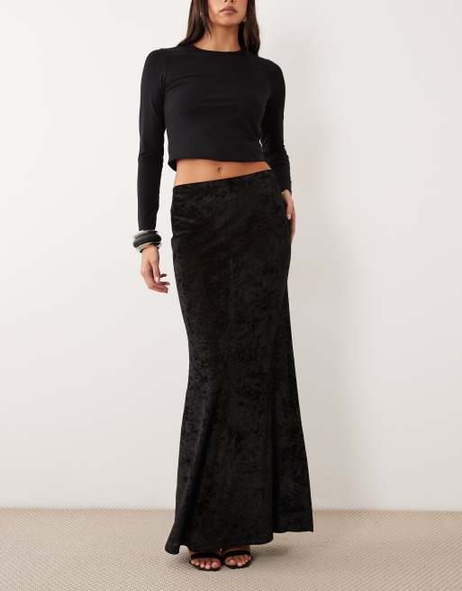 ASOS DESIGN maxinederdel i sort velour og mesh, 5 af 5