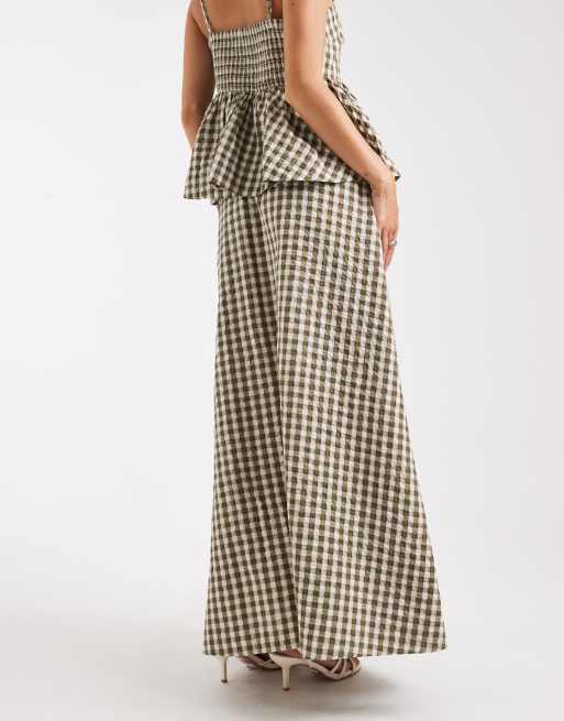 ASOS DESIGN - Maxinederdel med A-form og salviegrønt gingham-tern, 2 af 5