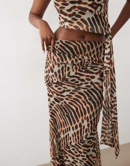 ASOS DESIGN - Maxinederdel med stretch og dyreprint i chiffon - Del af sæt, 3 af 5