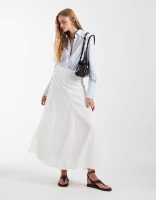 ASOS DESIGN - Maxirock aus Baumwolle in Weiß mit Godet-Detail