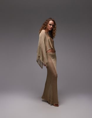 ASOS DESIGN - Maxirock aus Kettenstoff in Gold-Goldfarben