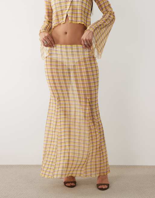 ASOS DESIGN – Maxirock aus Netzstoff in Gelb kariert, Kombiteil, 5 von 5