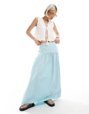 ASOS DESIGN - Maxirock in Blau mit tiefer Taille
