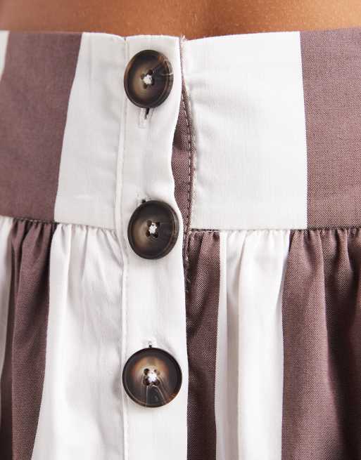 ASOS DESIGN – Maxirock in Braun mit Streifen und Knopfdetail vorne, 5 von 5