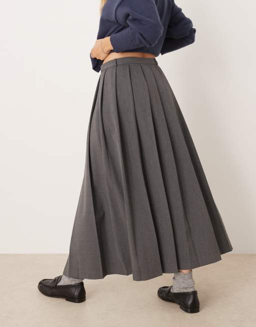ASOS DESIGN – Maxirock in meliertem Grau mit Falten, 4 von 5