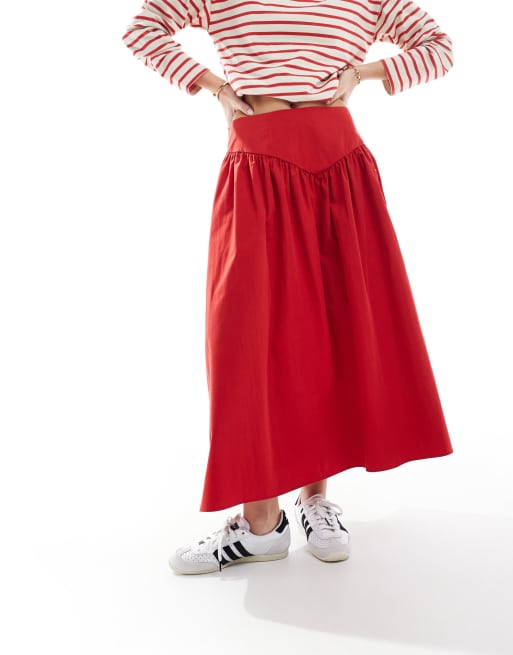ASOS DESIGN – Maxirock in Rot mit Korsettdetail, 3 von 5