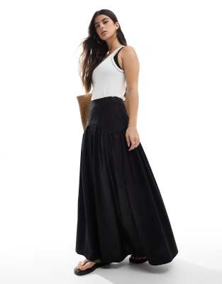 ASOS DESIGN - Maxirock in Schwarz mit tiefer Taille