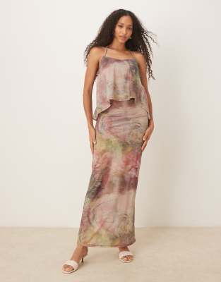 ASOS DESIGN - Maxirock mit abstraktem Muster, Kombiteil-Bunt
