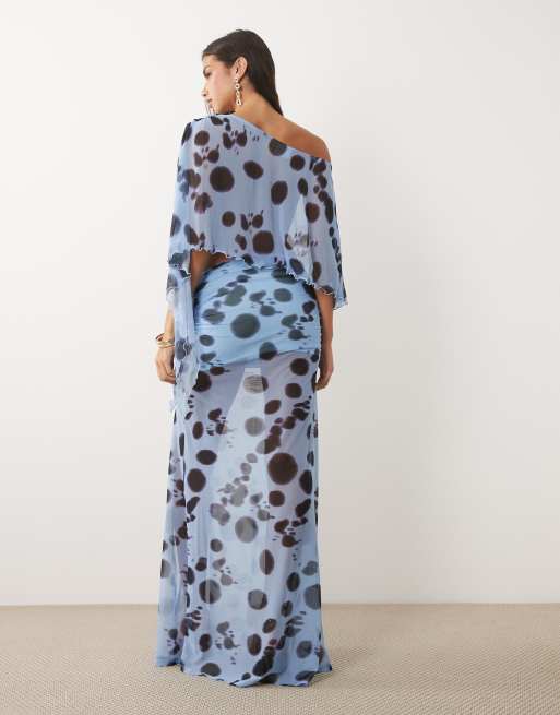 ASOS DESIGN Maxirock mit Schlitz und Punkten in Blau, 4 von 5