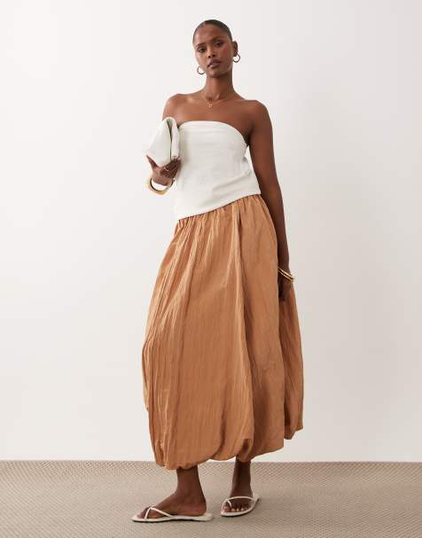 ASOS DESIGN Maxirock mit Struktur in Camel - view 1