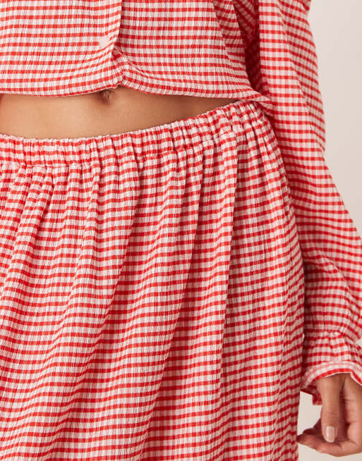 ASOS DESIGN - Maxirok met gingham ruit in rood, deel van co-ord set, 2 van 5