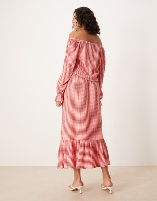 ASOS DESIGN - Maxirok met gingham ruit in rood, deel van co-ord set, 4 van 5