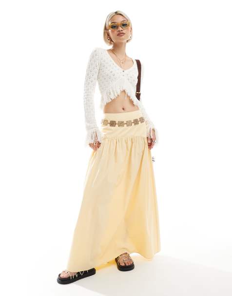 ASOS DESIGN - Maxirok met verlaagde taille in geel - view 1