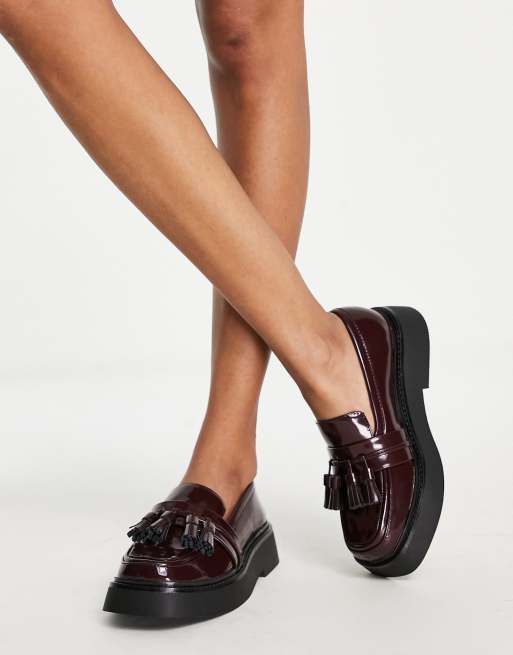 ASOS DESIGN - Maxwell - Chunky loafers med kvaster i bordeaux