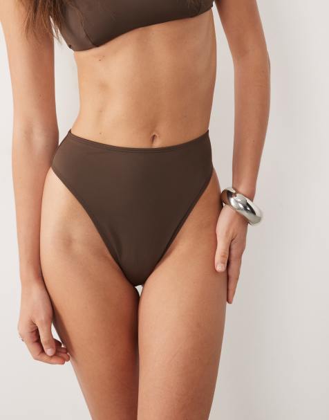 ASOS DESIGN - Maya Azores - Chokoladebrune højtaljede bikinitrusser med høj benskæring - view 1