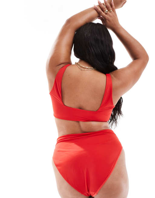 ASOS DESIGN Maya Curve high waist bikini bottoms in red ASOS